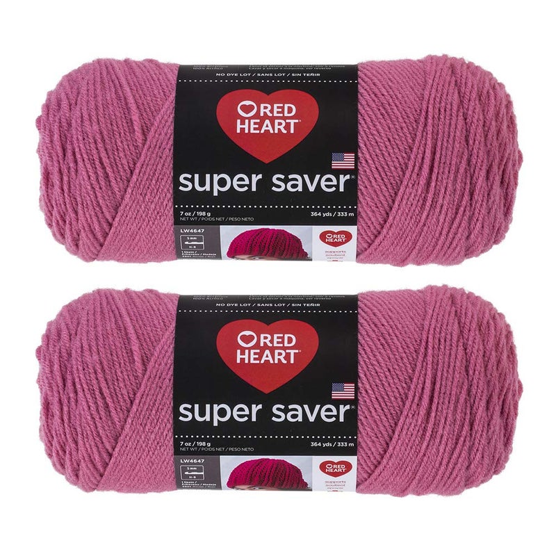Bulk Buy: Red Heart Super Saver (2-Pack) (Light Raspberry, 7 oz Each Skein)